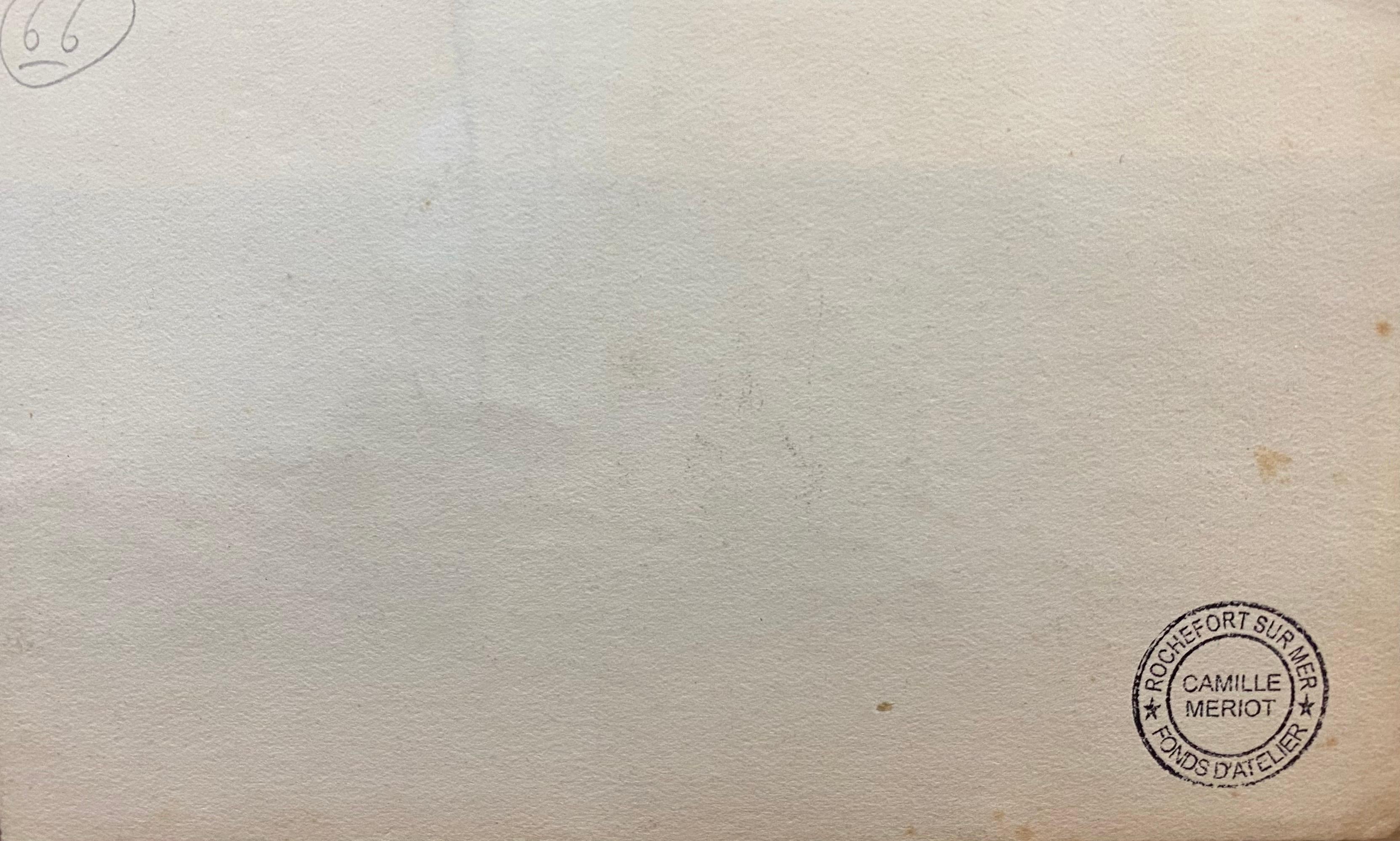 Dessin impressionniste français signé Camille Meriot représentant des bateaux de port de Breton en vente 2