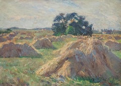 Børge Nyrop (1881-1948) - Danish School 1944 Oil, Corn Stooks