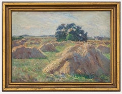 Børge Nyrop (1881-1948) - Danish School 1944 Oil, Corn Stooks