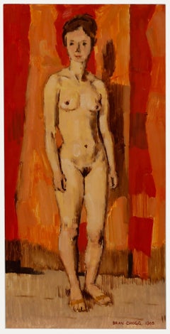 Brian Chugg (1926-2003) - Huile du milieu du 20e siècle, nu esquiline