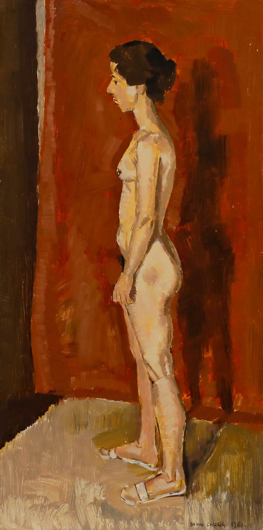 Brian Chugg (1926-2003) – Ölgemälde, Akt in Profil, Mitte des 20. Jahrhunderts – Painting von Unknown