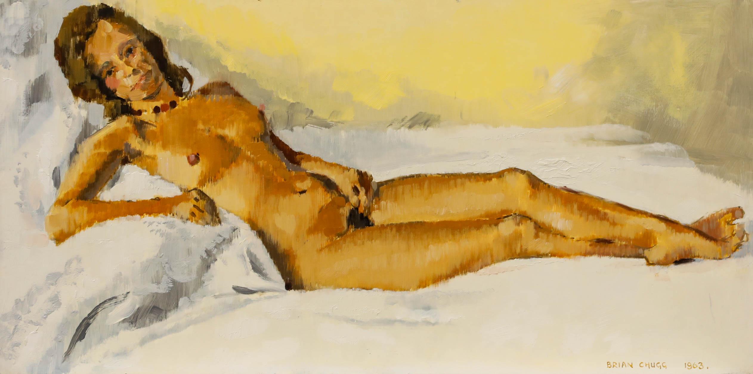 Brian Chugg (1926-2003) - Öl, Nude mit Perlen-Halskette, Mitte des 20. Jahrhunderts – Painting von Unknown