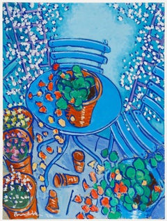 Brian William - Contemporary Oil, Nasturtiums on the Bistro Table