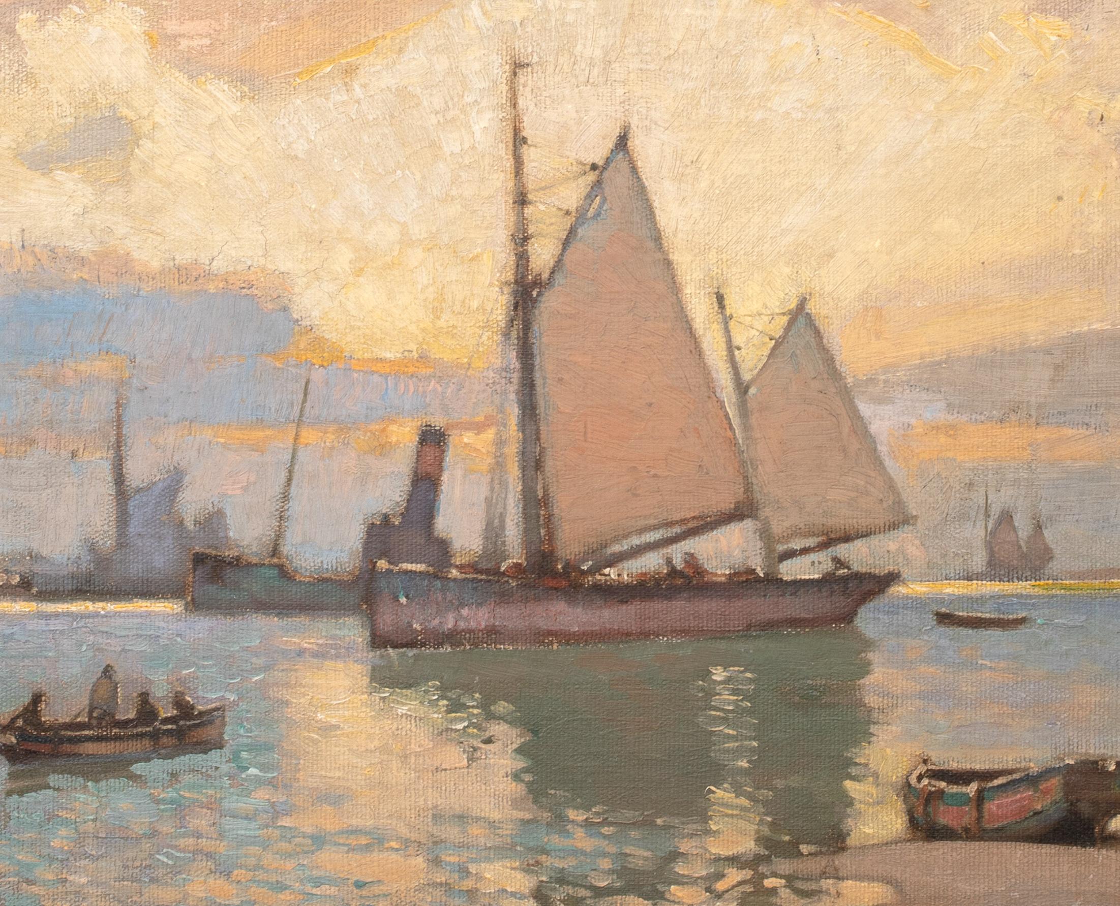 Porto di Brigham, sera, circa 1920  di HARRY HARVEY CLARKE (1869-1948) 6