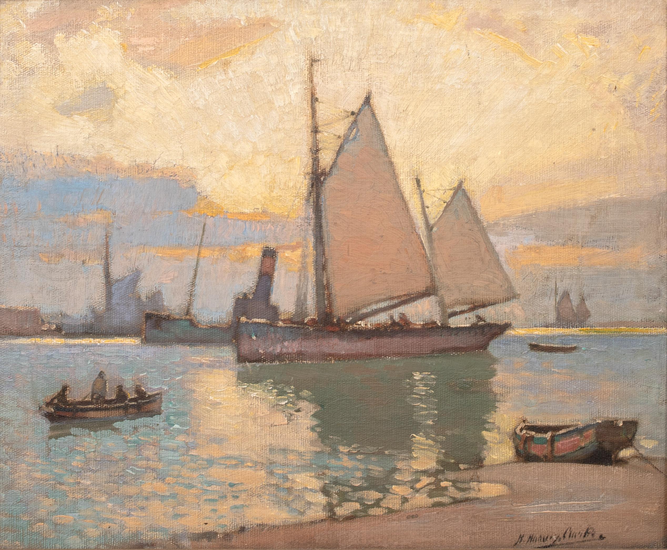Porto di Brigham, sera, circa 1920

di HARRY HARVEY CLARKE (1869-1948)

Grande veduta serale del 1920 circa di barche a vela nel porto di Brixham, Devon, olio su tela di Harry Clark. Esempio di eccellente qualità e condizione del lavoro dell'artista