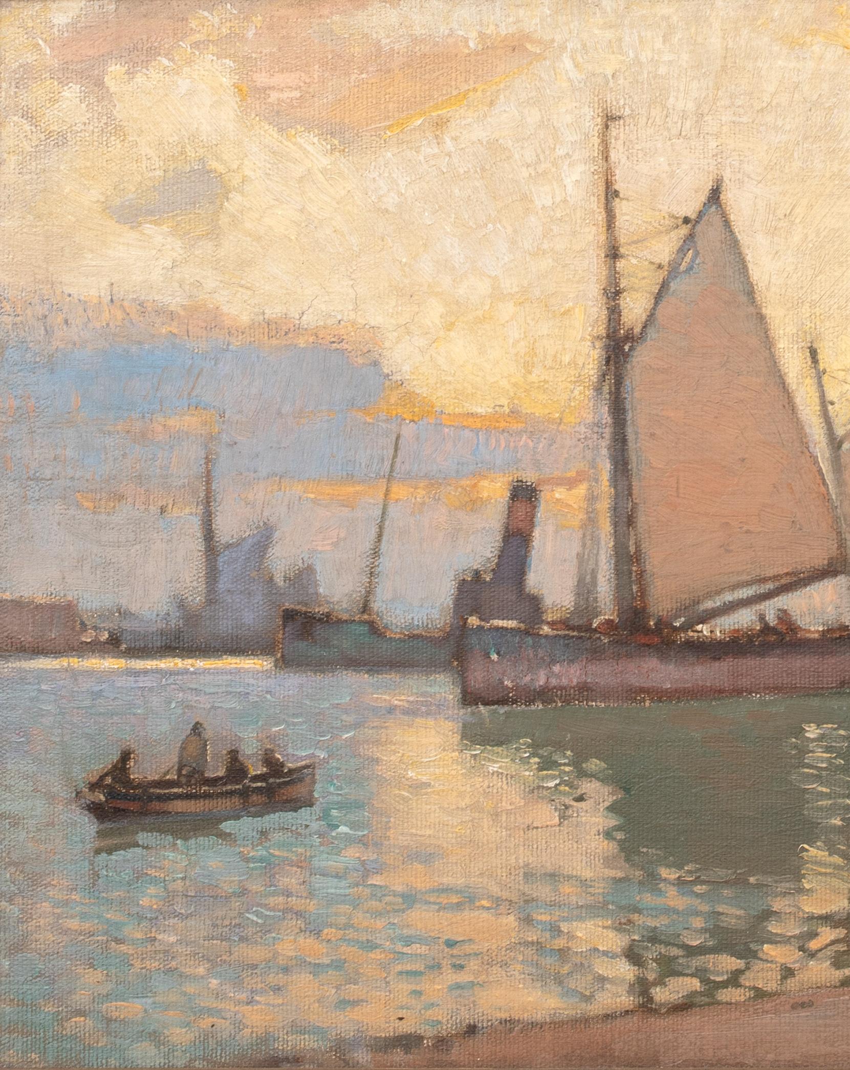 Porto di Brigham, sera, circa 1920  di HARRY HARVEY CLARKE (1869-1948) 2