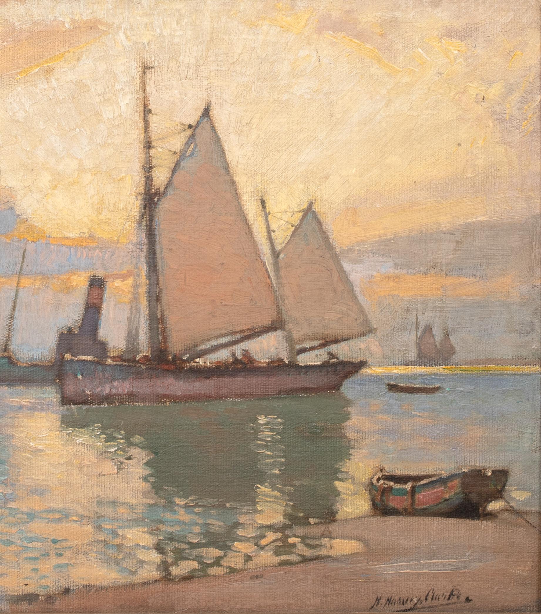 Porto di Brigham, sera, circa 1920  di HARRY HARVEY CLARKE (1869-1948) 3