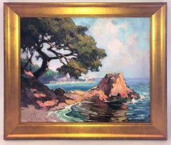 Bright Coastal Seascape Painting California Impressionist 1930's Unsigned Framed