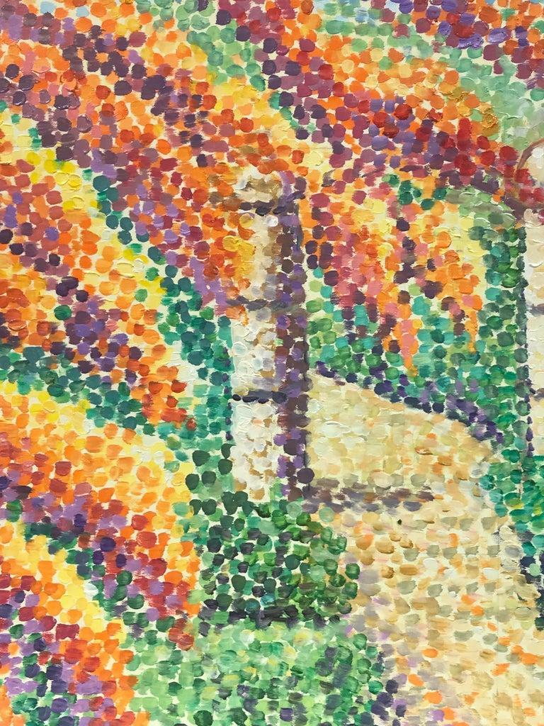 Peinture à l'huile impressionniste française vive et colorée, entrée en chemin de fer - Marron Landscape Painting par Unknown