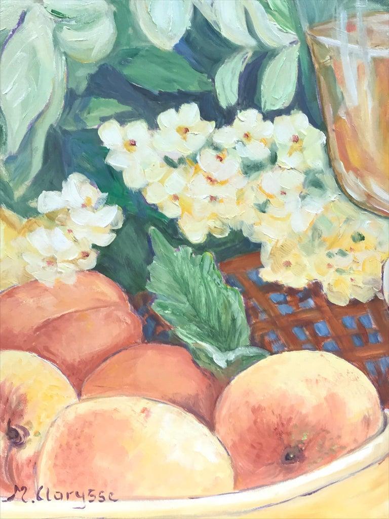 Maggy Clarysse (1931-2011)
Oil on canvas, unframed
Measures: 21.5 x 18 inches
Signed front and back
Condition: excellent
Provenance: all the paintings we have by this artist have come from the artists estate

Born in Belgium, Maggy studied at art