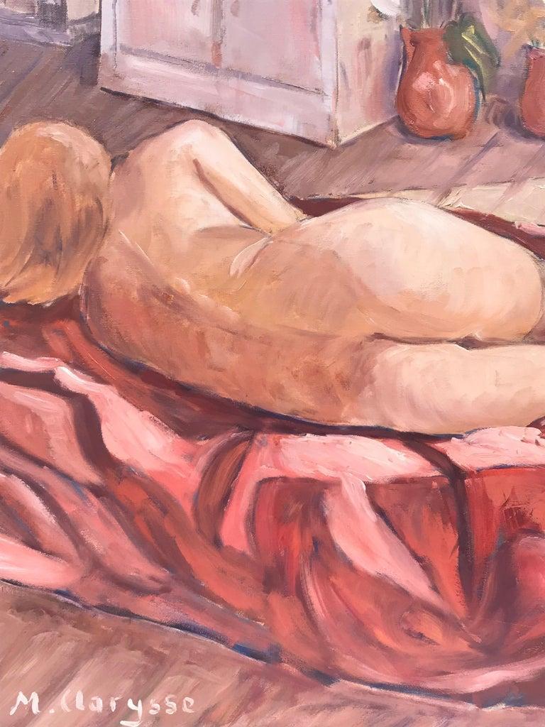 Maggy Clarysse (1931-2011)
Oil on canvas, unframed
Measures: 21.5 x 18 inches
Signed front and back
Condition: excellent
Provenance: all the paintings we have by this artist have come from the artists estate

Born in Belgium, Maggy studied at art