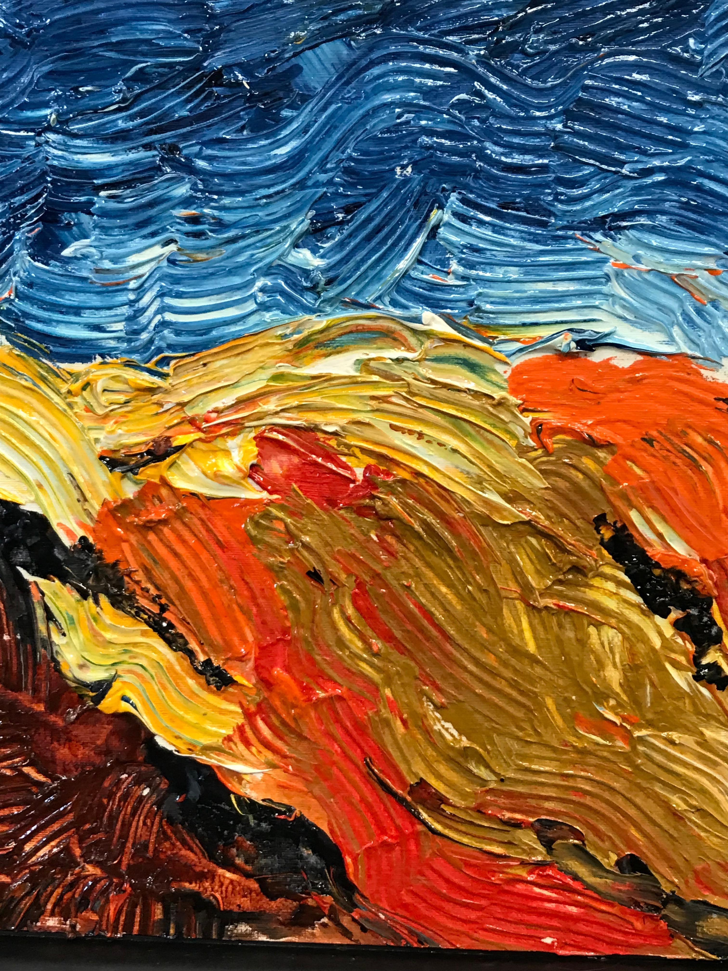Maggy Clarysse (1931-2011)
oil on canvas paper, unframed
7 x 9.5 inches
signed front and back
condition: excellent
provenance: all the paintings we have by this artist have come from the artists estate

Born in Belgium, Maggy studied at art college