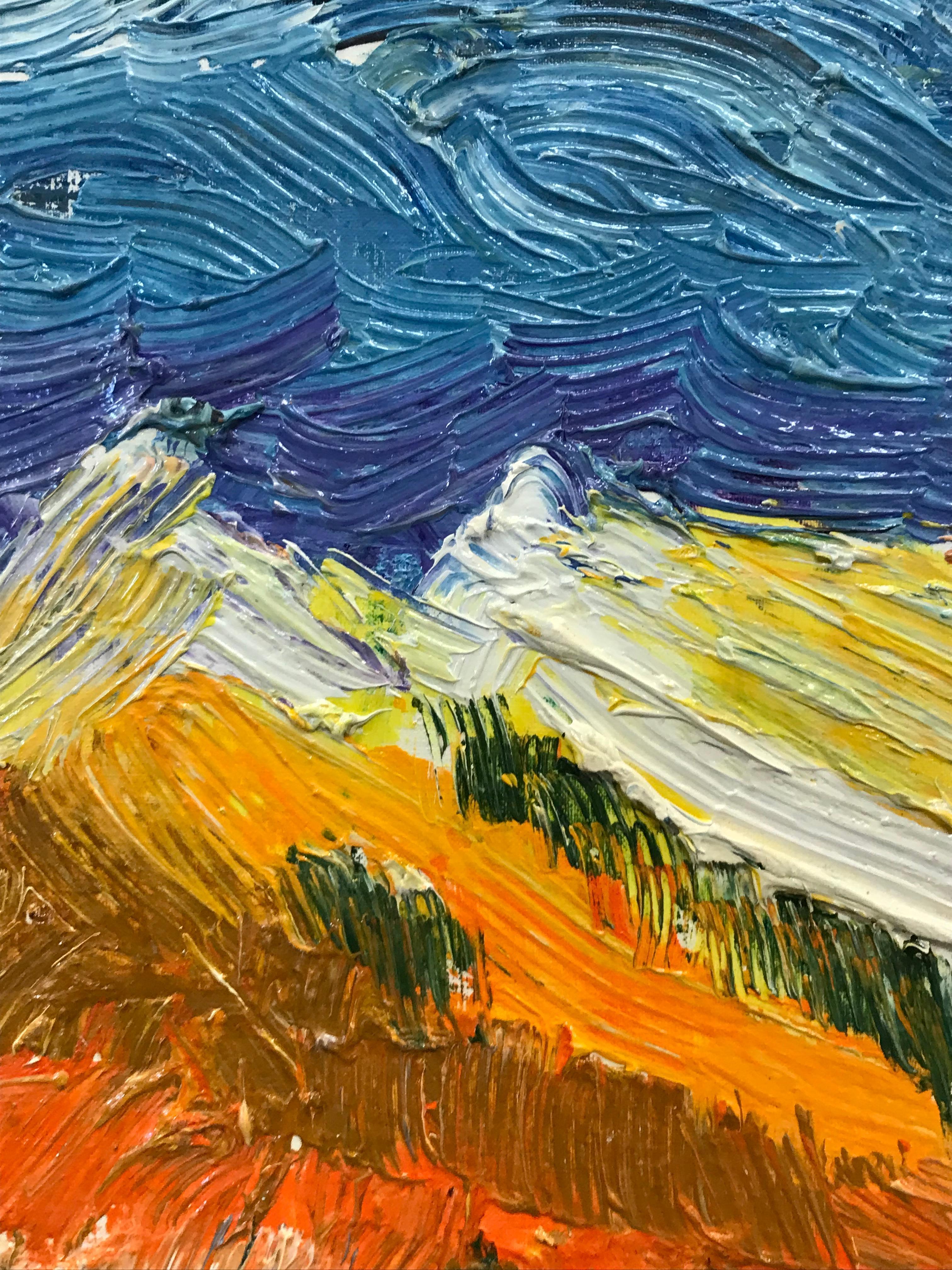 Bright & Colorful French Impressionist Oil Painting, Vibrant Landscape - Brown Landscape Painting by Unknown
