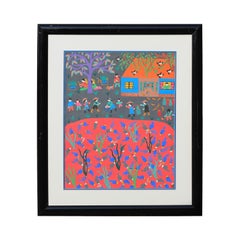 Bright Colorful Modern Chinese Jinshan Peasant Village Folk Painting