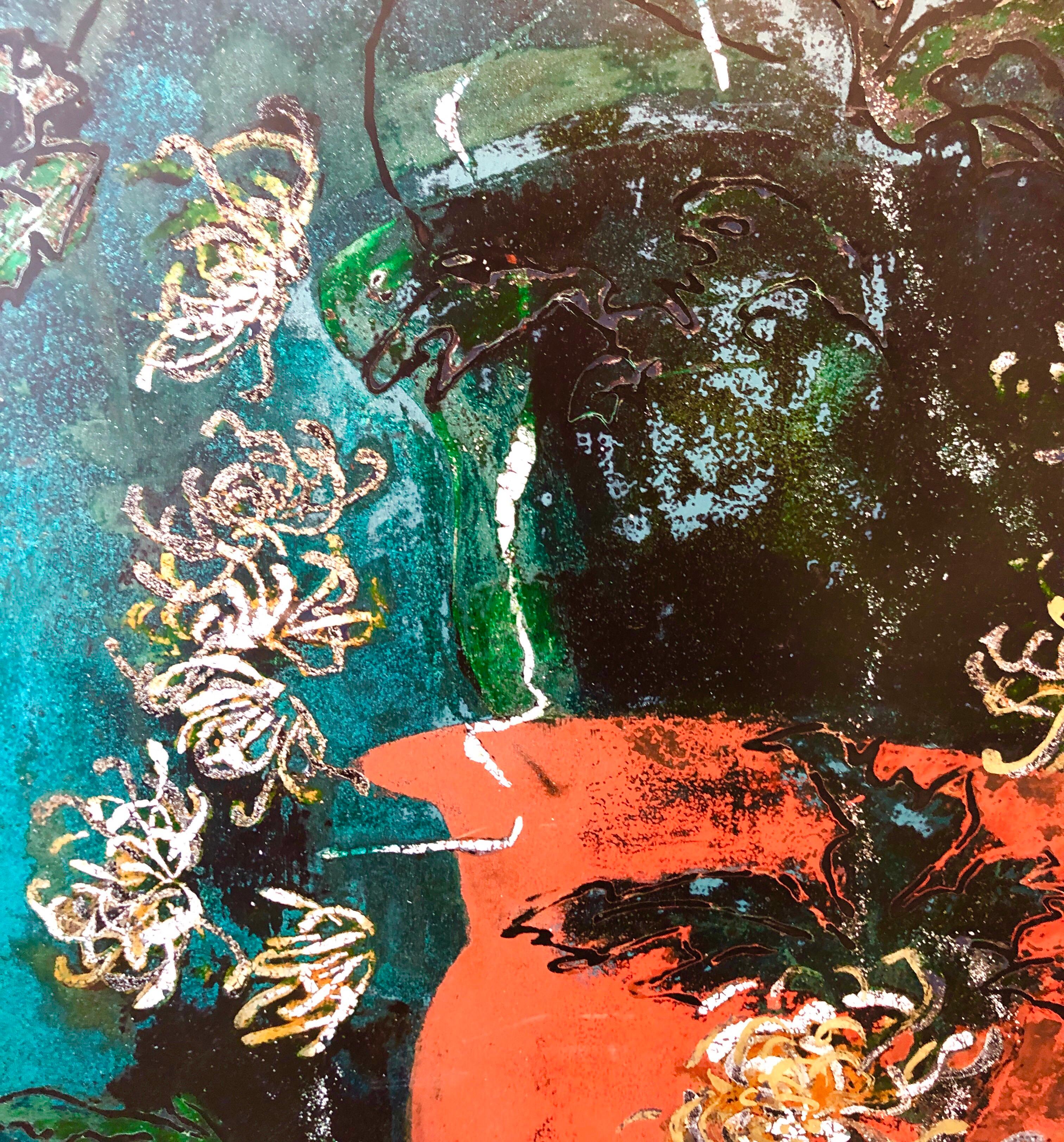 Pintura al Óleo Esmalte Pop Art Brillante Vibrante Flores NYC Expresionista Abstracto en venta 3