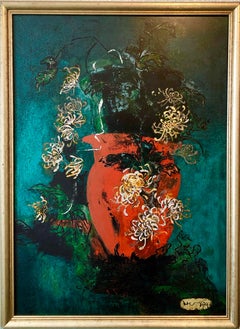 Peinture à l'huile expressionniste abstraite pop art de New York, fleurs vibrantes