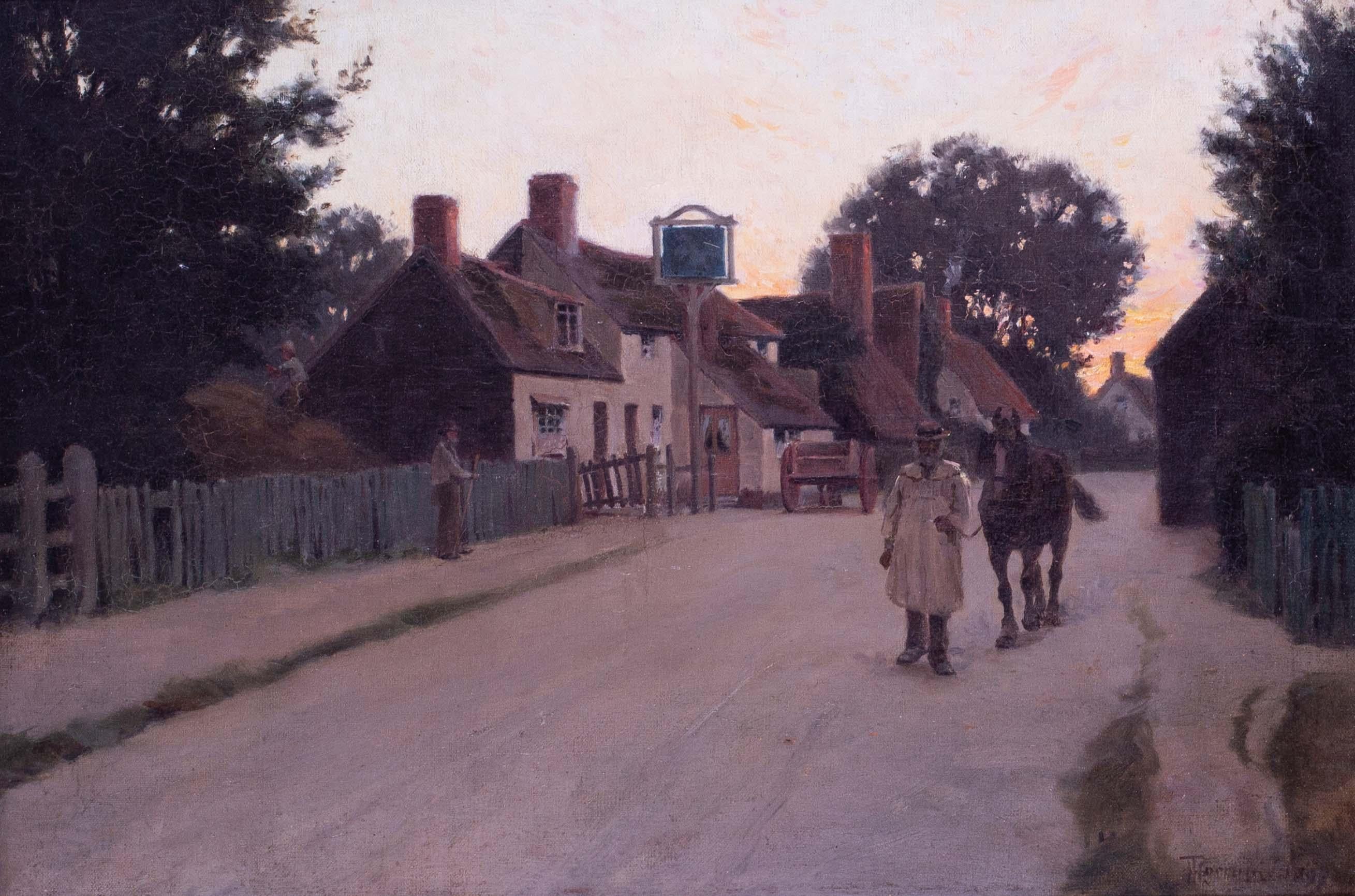 Britisches Ölgemälde mit Figuren aus dem 19. Jahrhundert von einer englischen Kneipe – Painting von Unknown
