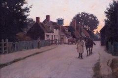 British 19th Century oil painting of figures by an English pub