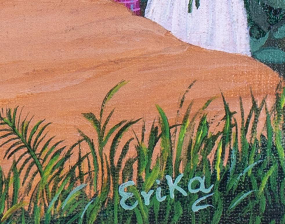 Quadro ad olio del XX secolo di Erika Delamar raffigurante la Domenica del Ringraziamento - Painting di Unknown