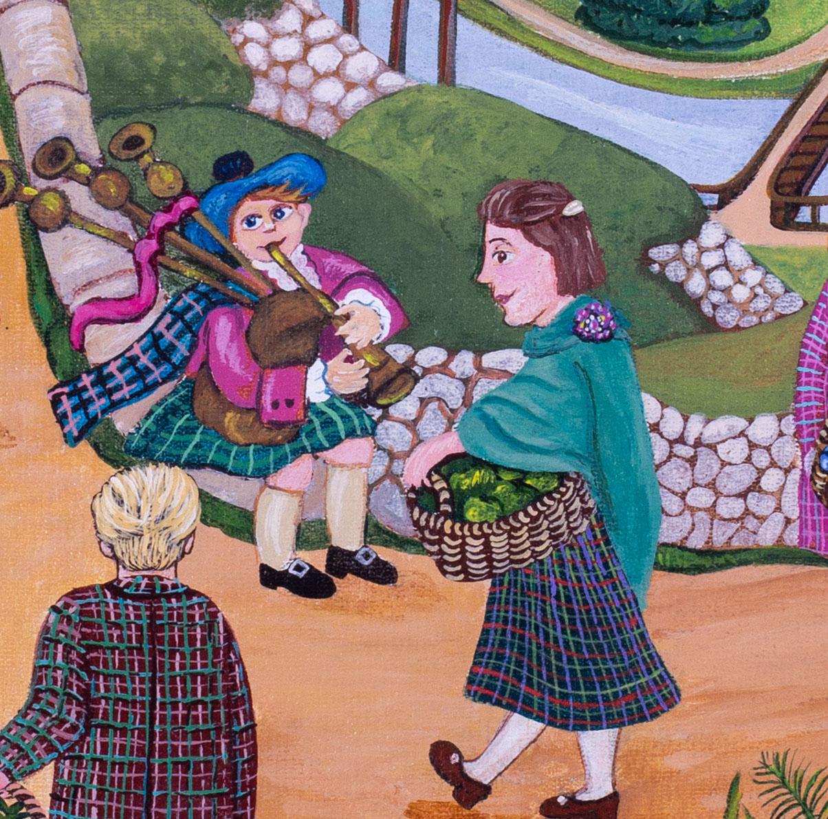 Quadro ad olio del XX secolo di Erika Delamar raffigurante la Domenica del Ringraziamento 1
