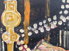 British Abstraction oil on paperboard Alec Cumming Temple Red Orange Black