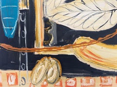 British Abstraction oil on paperboard Alec Cumming, Vase, Blue Orange Black