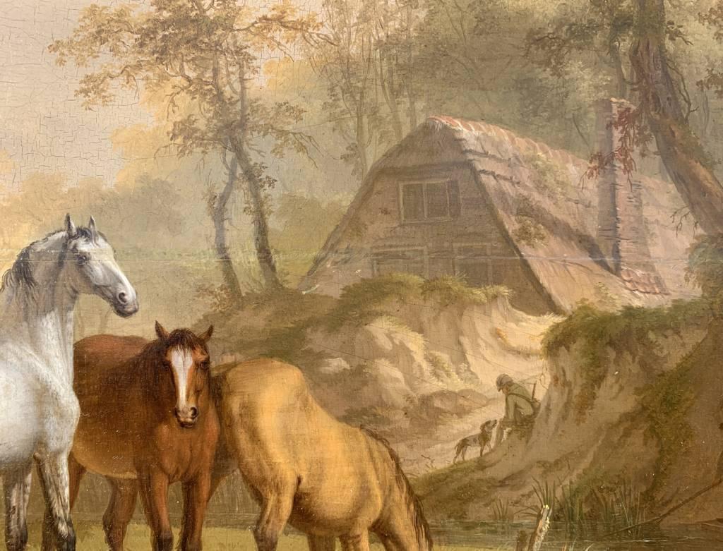 Peintre animalier britannique - Peinture de chevaux du XVIIIe siècle - Huile sur panneau figure en vente 2