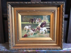 British Bulldogs, Canine Oil Painting, Dated ‘1910’