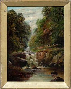 British Romantic painter - 19th century river landscape herd
