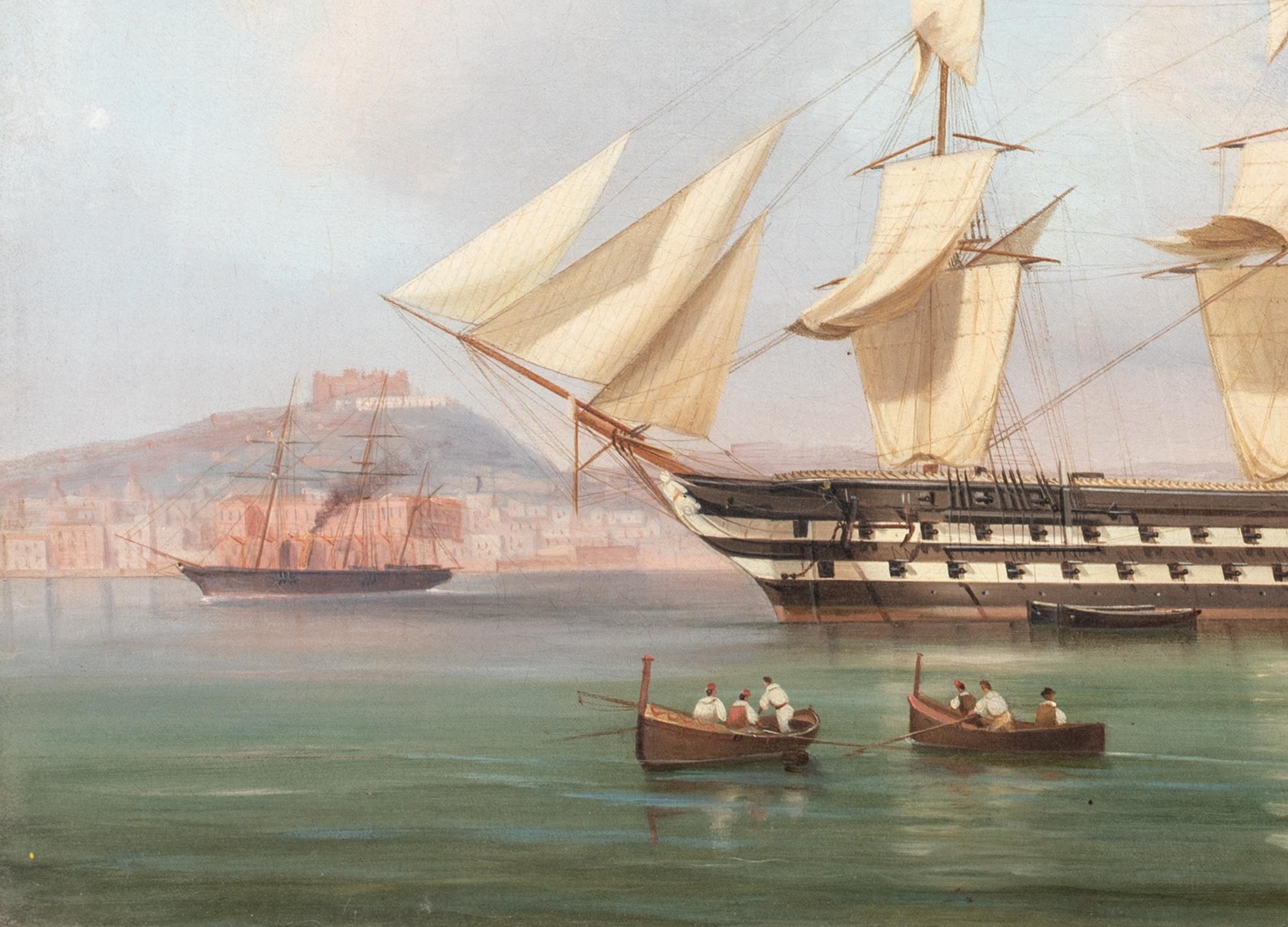 British Royal Navy Anchored Off Naples, 19th Century  TOMMASO DE SIMONE (1805-18 For Sale 6