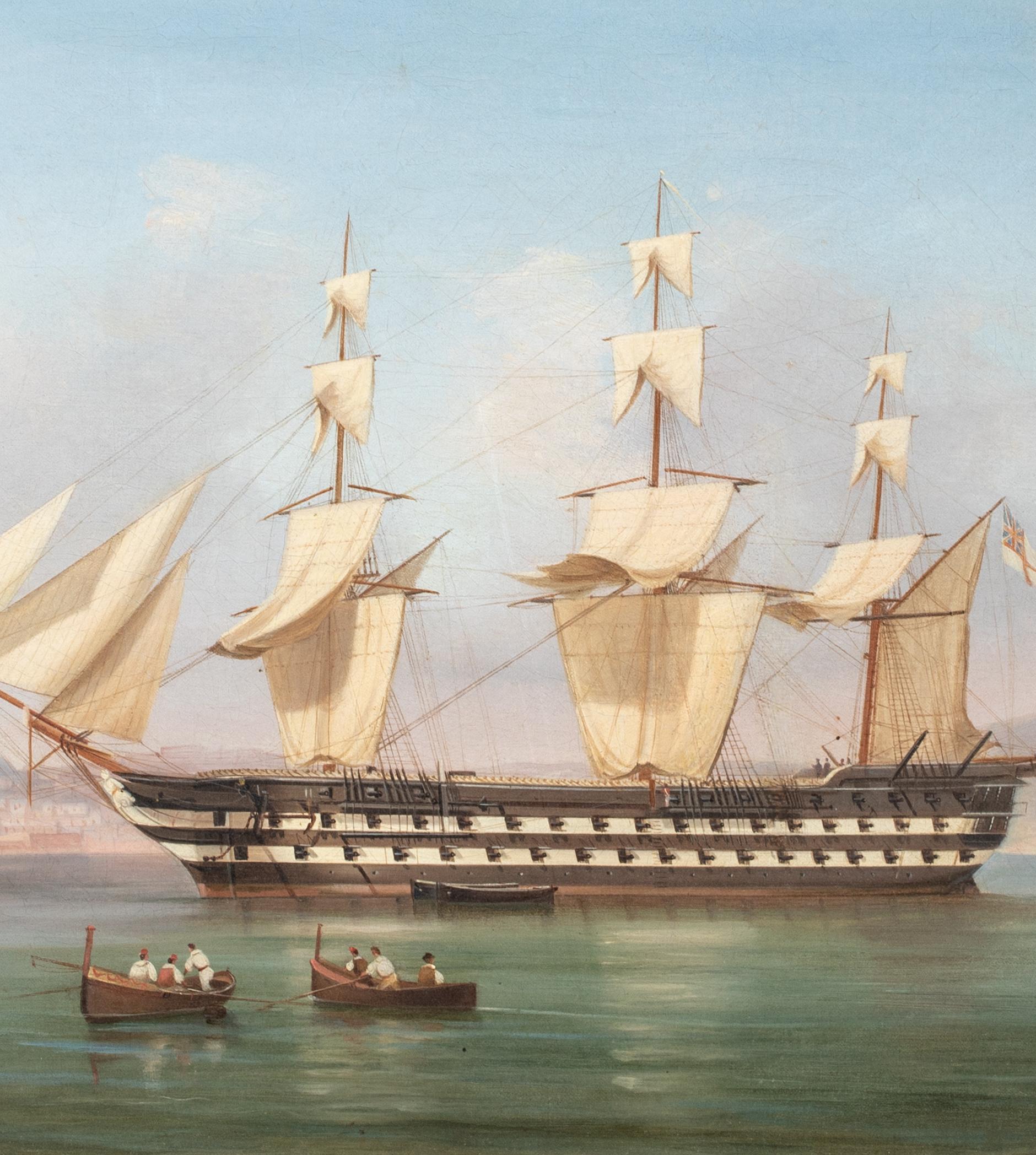 British Royal Navy Anchored Off Naples, 19th Century  TOMMASO DE SIMONE (1805-18 For Sale 3