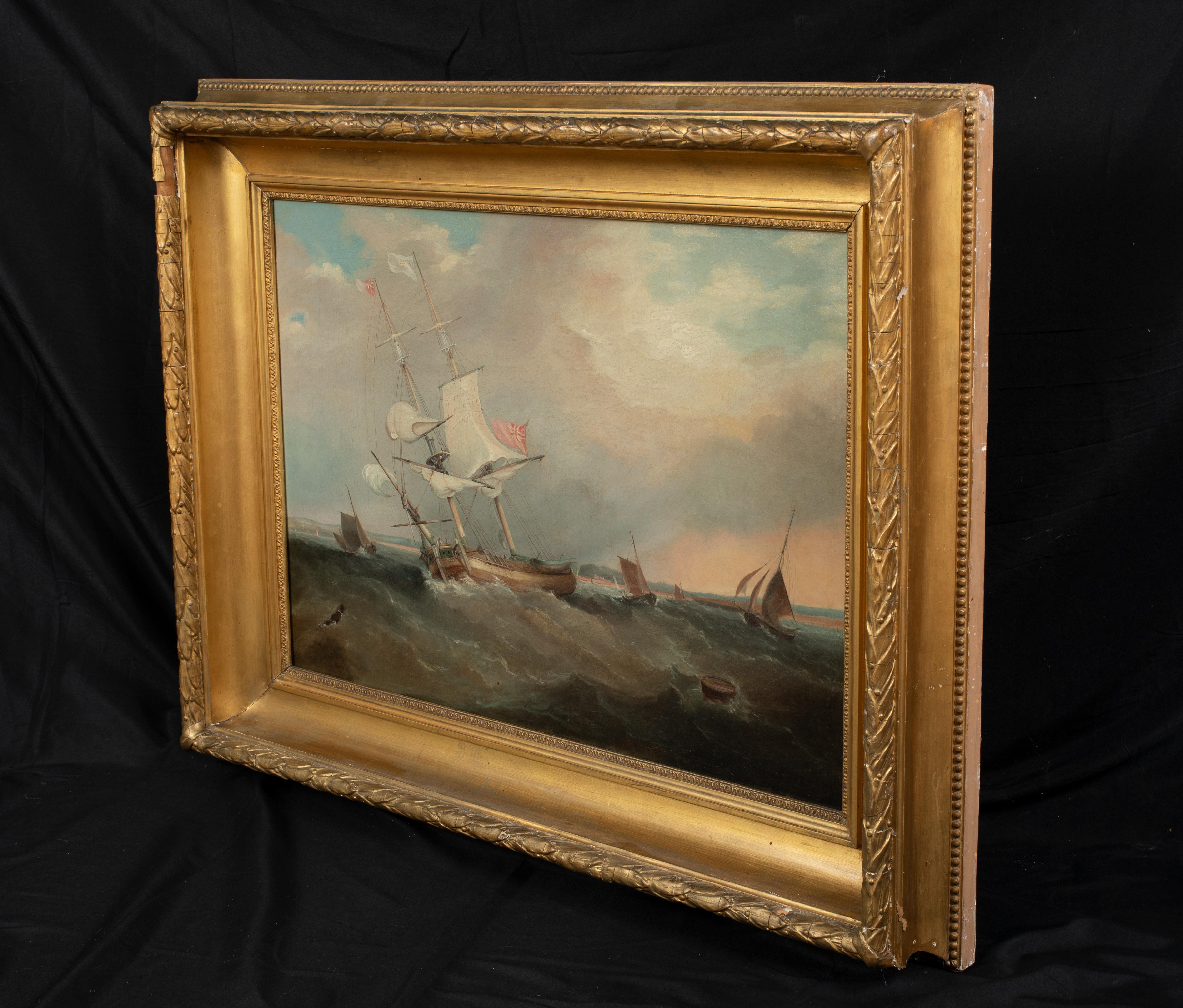 British Royal Navy Frigate In Choppy Waters, 19th Century 

circle of Henry Redmore (1820-1887)

Large 19th Century English School study of a British Royal Navy Frigate, oil on canvas. Excellent quality and condition work on a large scale by an