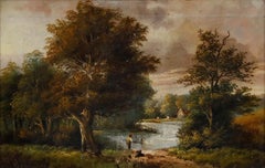 Britische Schule 19. Jahrhundert Öl - Fischen in der Abenddämmerung