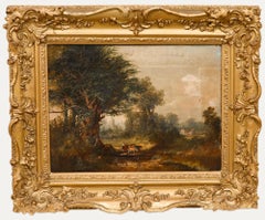 British School 19th Century Oil - Herdsman On the Woodland Path