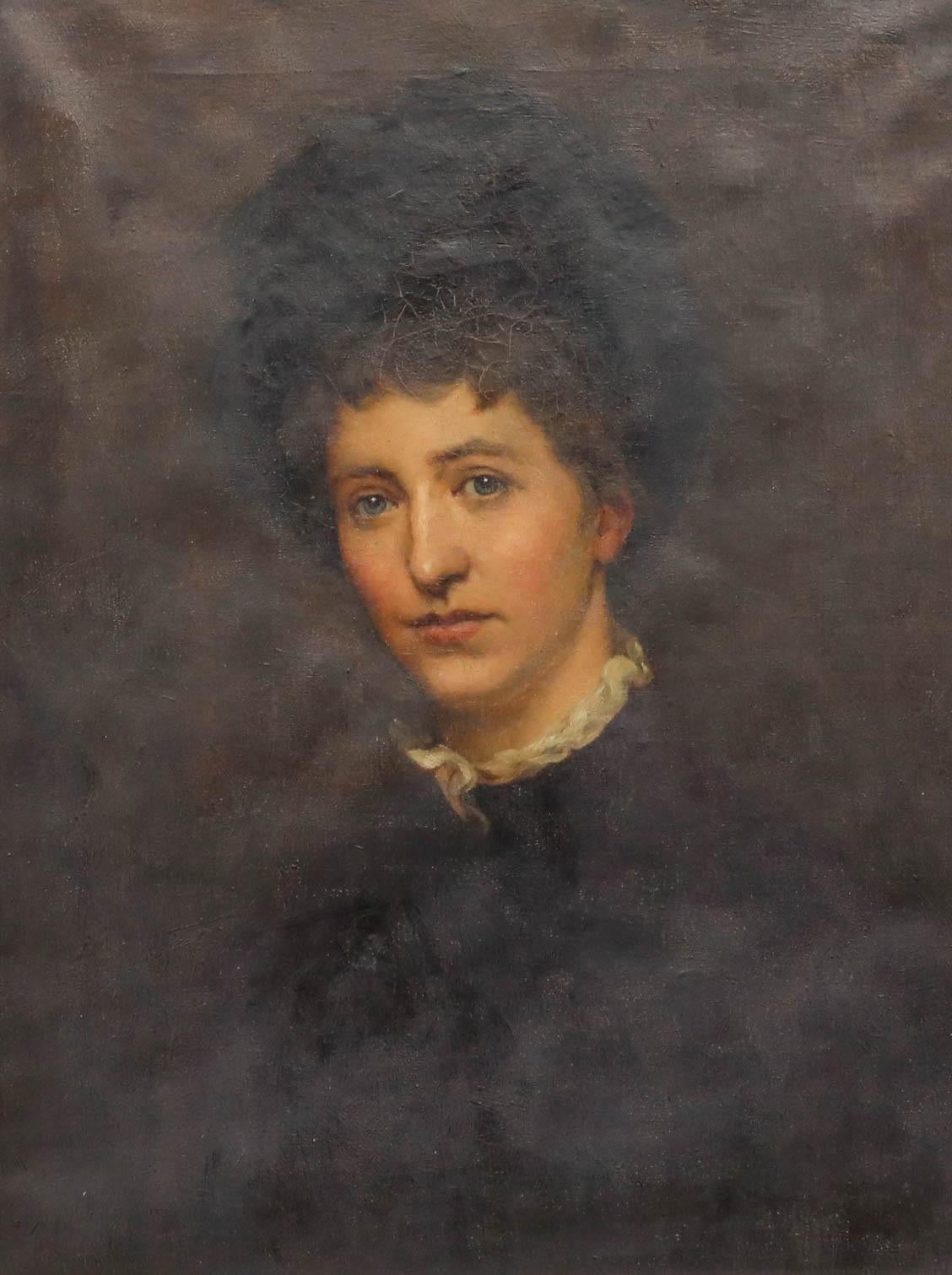 British School 19th Century Oil - Portrait of A Victorian Lady - Painting by Unknown