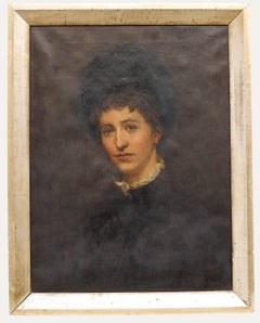 Antique British School 19th Century Oil - Portrait of A Victorian Lady