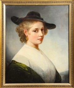 (British School, C. 1840) An Exceptional Quality Portrait “Lady in Green” 