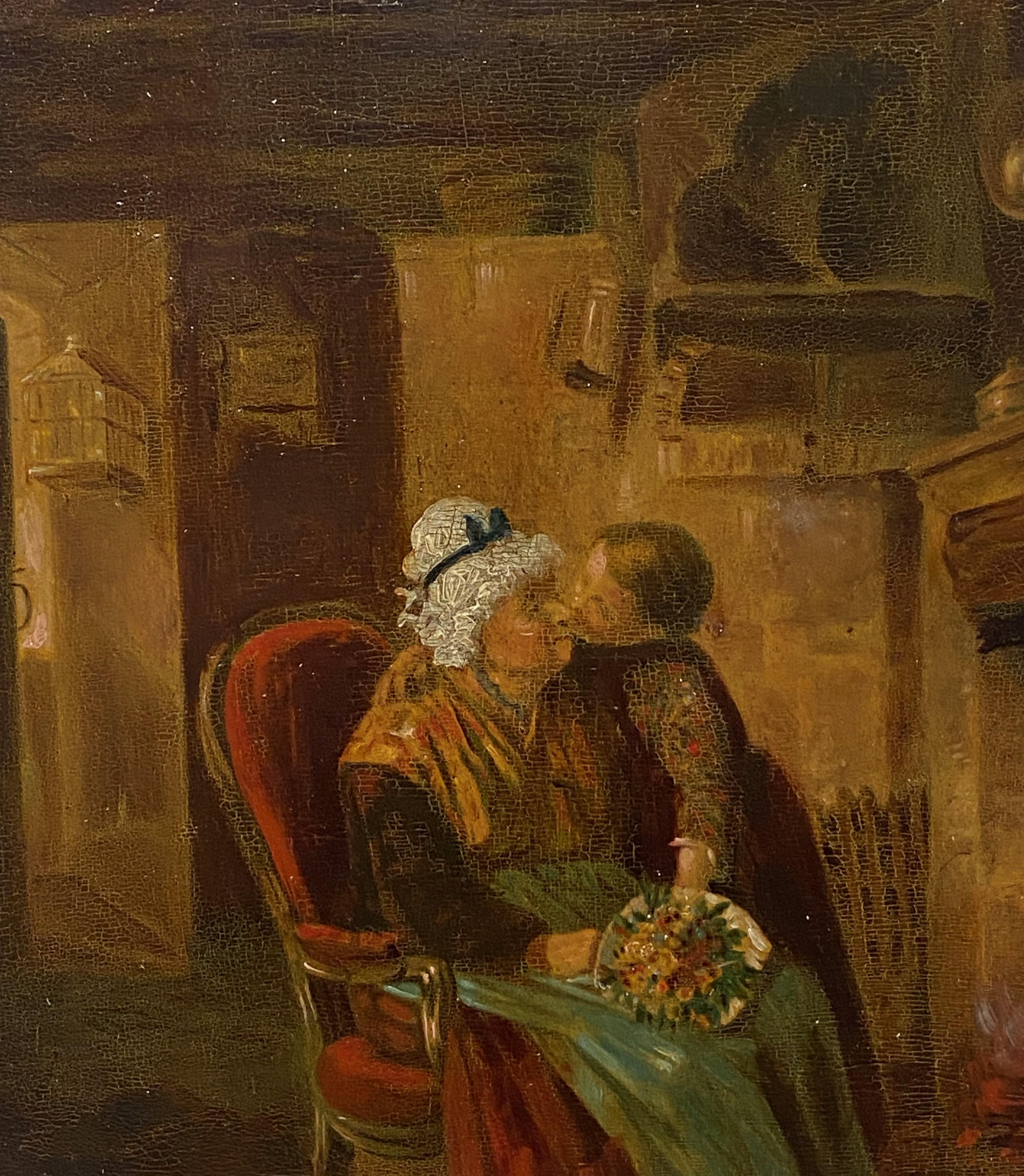 British School Genre View, Oil on Panel, circa 1870. - Painting by Unknown