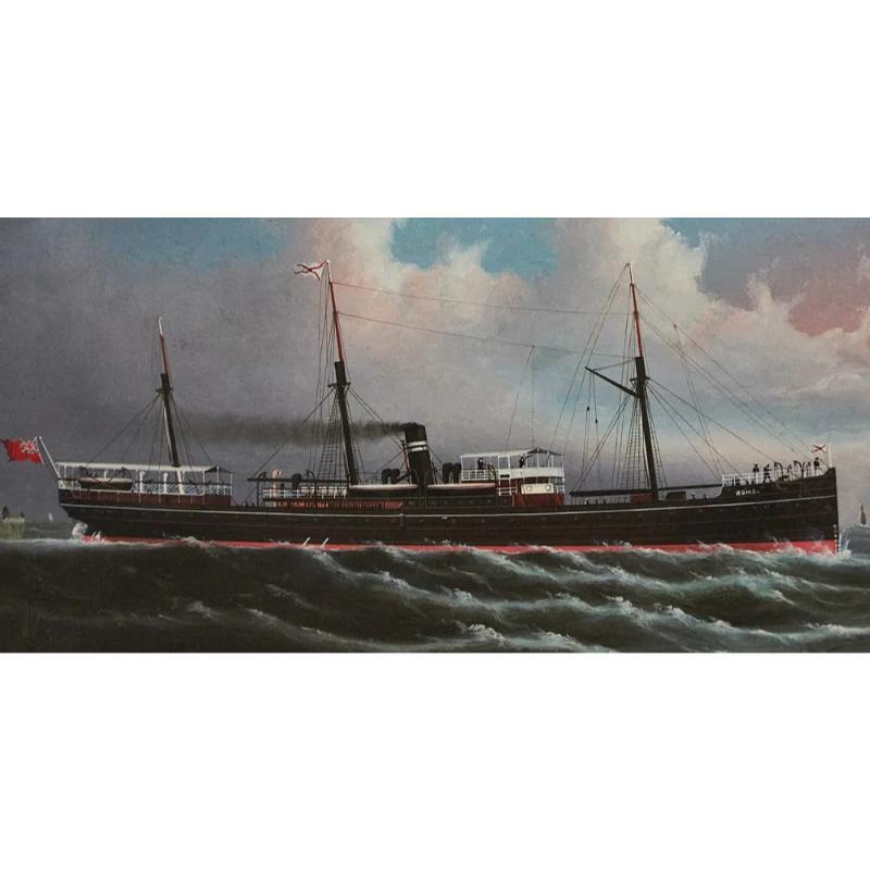 Britisches Dampfschiff, Öl auf Leinwand Provenienz: The Susie Hilfiger Collection'S im Angebot 1