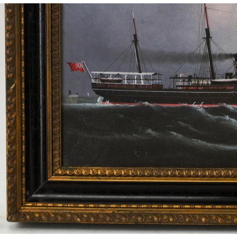 Britisches Dampfschiff, Öl auf Leinwand Provenienz: The Susie Hilfiger Collection'S im Angebot 2