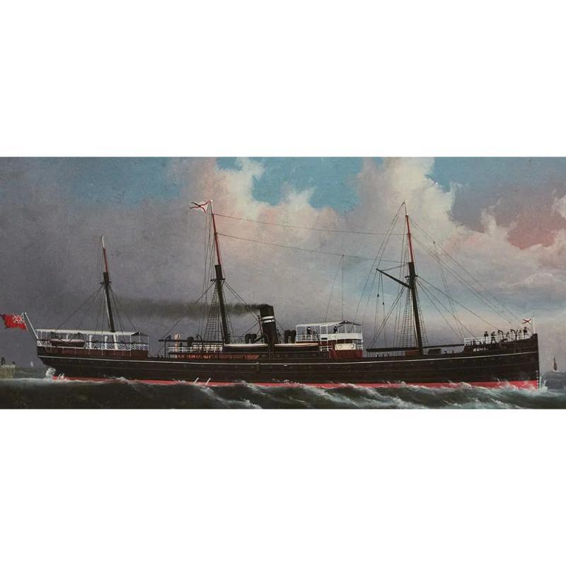 Britisches Dampfschiff, Öl auf Leinwand Provenienz: The Susie Hilfiger Collection'S im Angebot 4