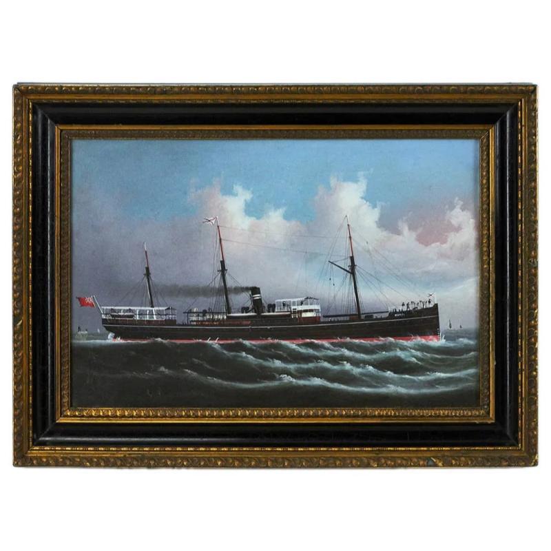 Britisches Dampfschiff, Öl auf Leinwand Provenienz: The Susie Hilfiger Collection'S – Painting von Unknown