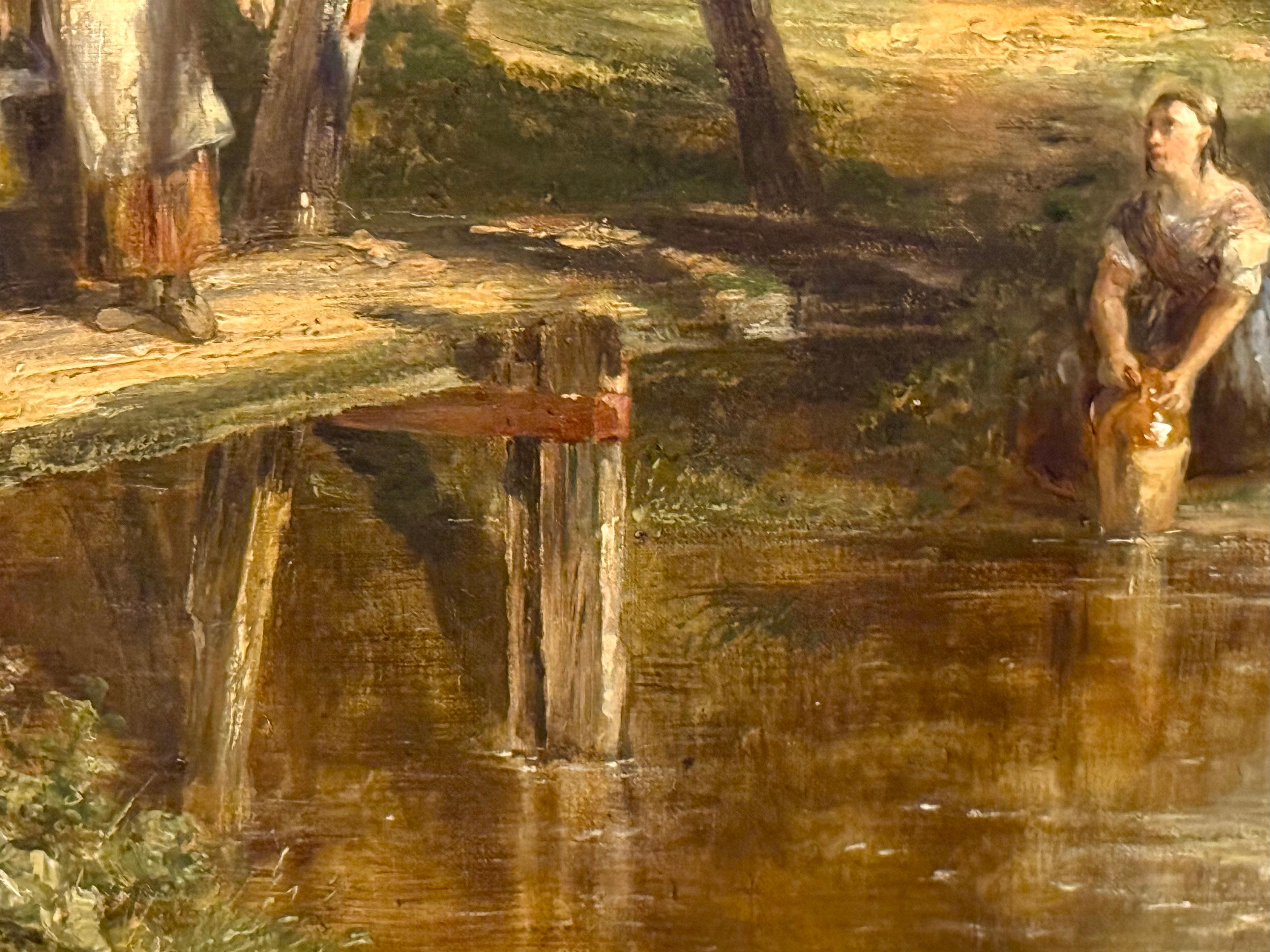 Figures in Woodland and River Scene, 19th century For Sale 5