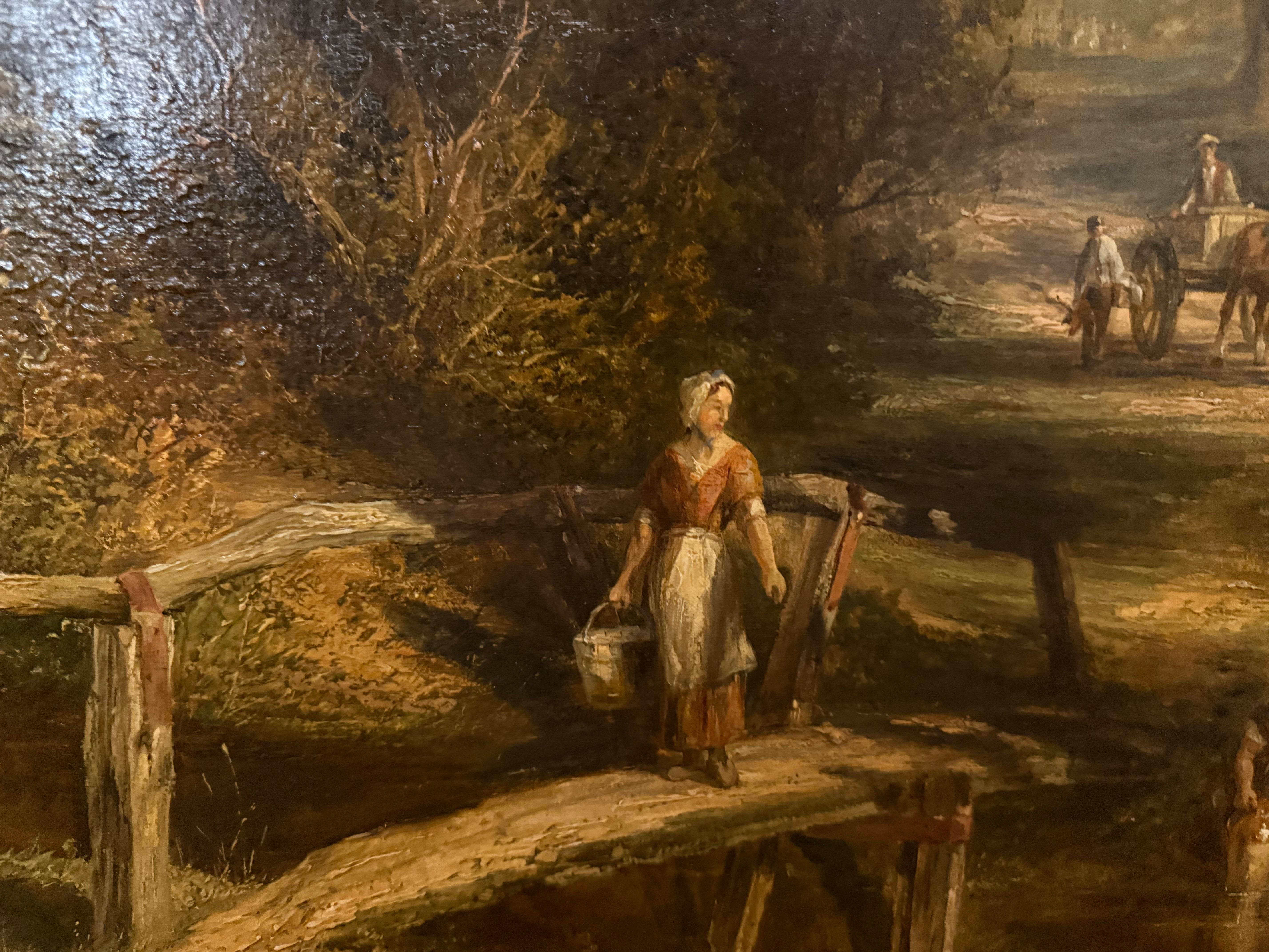 Figures in Woodland and River Scene, 19th century For Sale 10