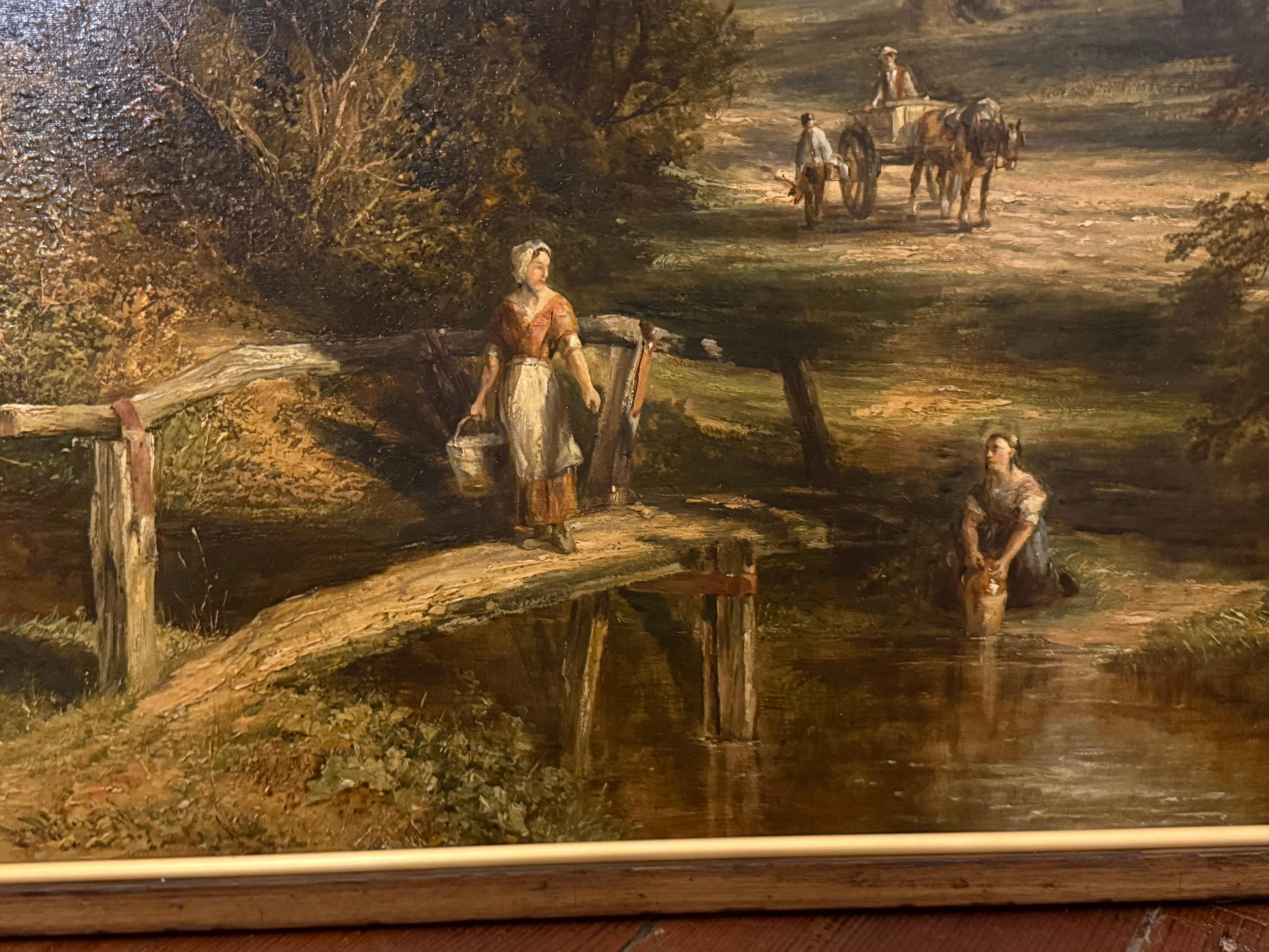 Figures in Woodland and River Scene, 19th century For Sale 2
