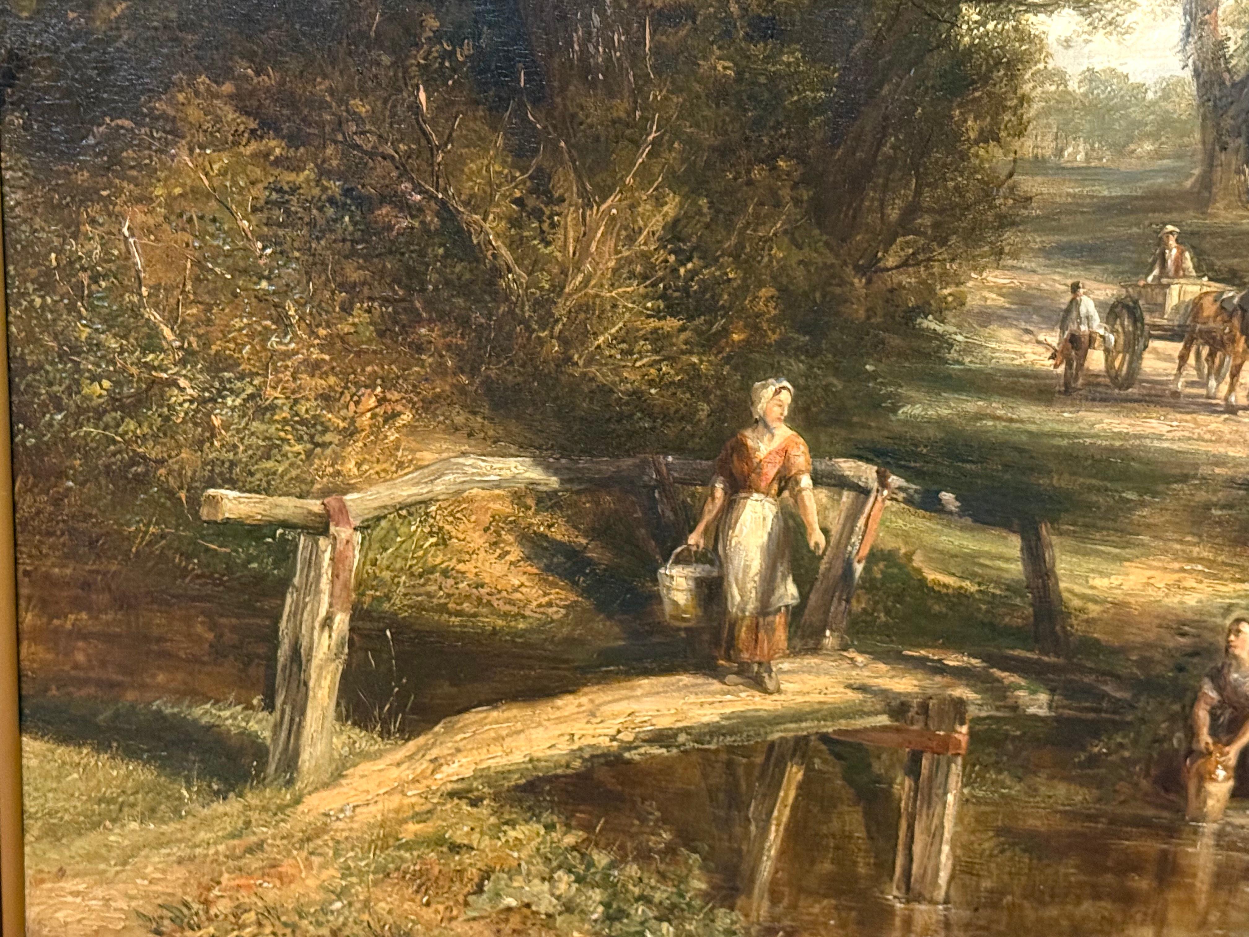 Figures in Woodland and River Scene, 19th century For Sale 4