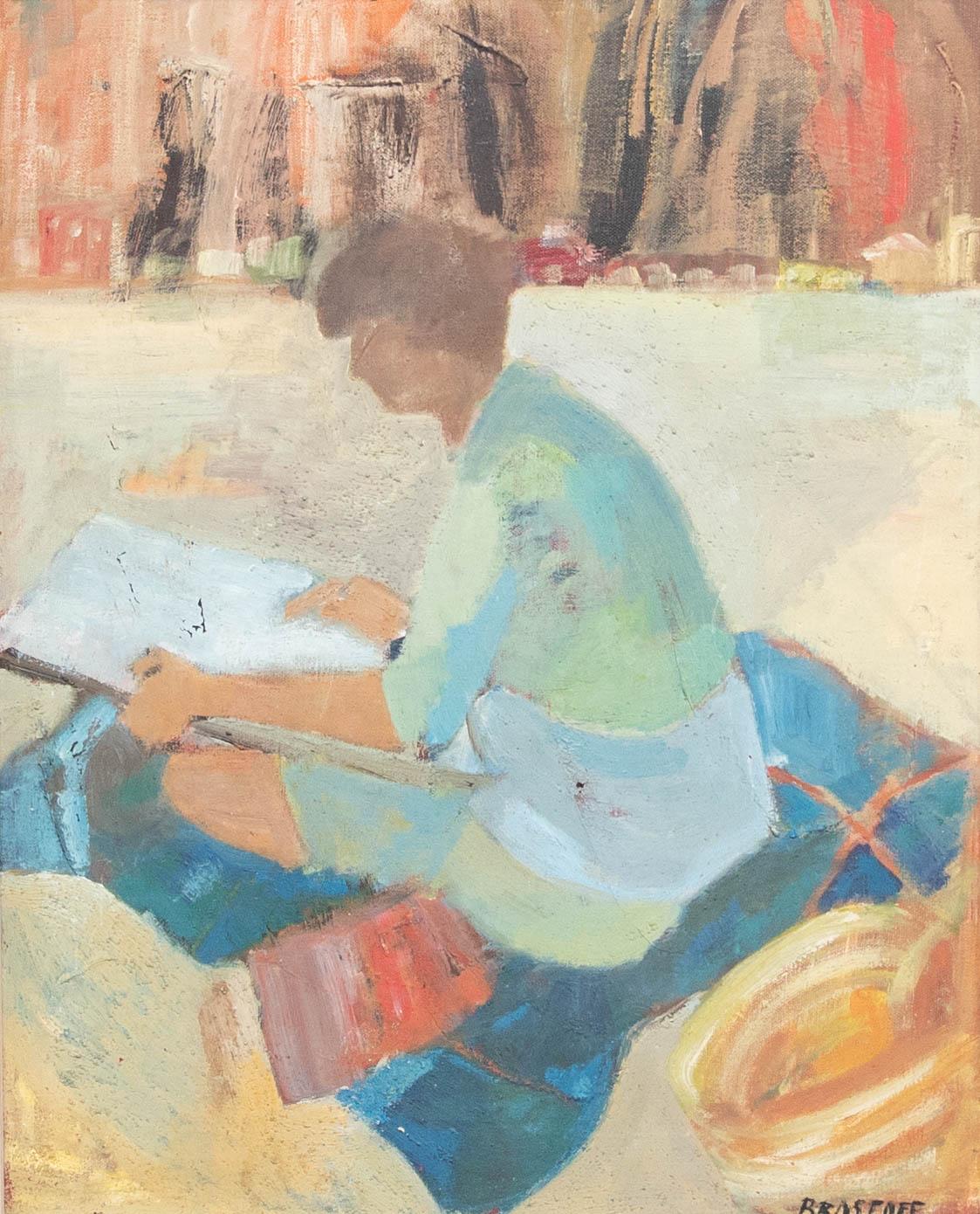 Brostoff - Framed Mid 20th Century Oil, Artist In-Situ - Painting by Unknown