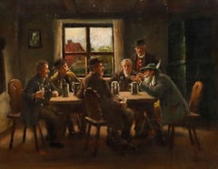 Bruno Blätter - Framed 19th Century Oil, A Tankard with Friends