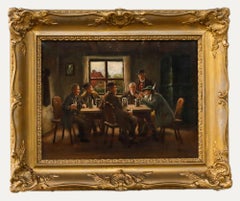 Antique Bruno Blätter - Framed 19th Century Oil, A Tankard with Friends