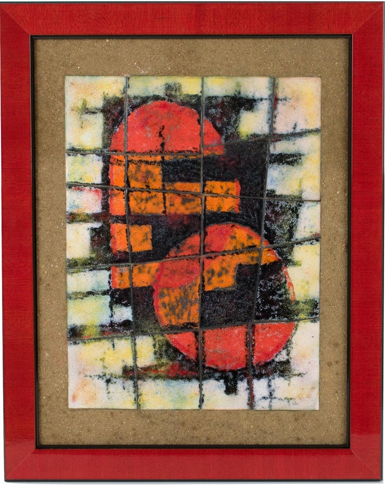 Unknown Brutalist Abstract Enamel Mounted Wall Panel Plaque
